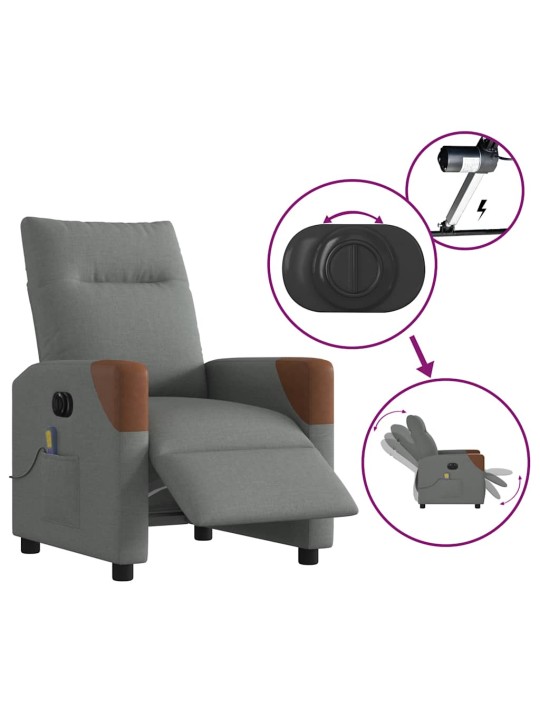 Elektrické masážní polohovací křeslo tmavě šedé textil
