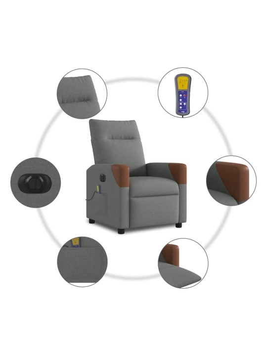 Elektrické masážní polohovací křeslo tmavě šedé textil