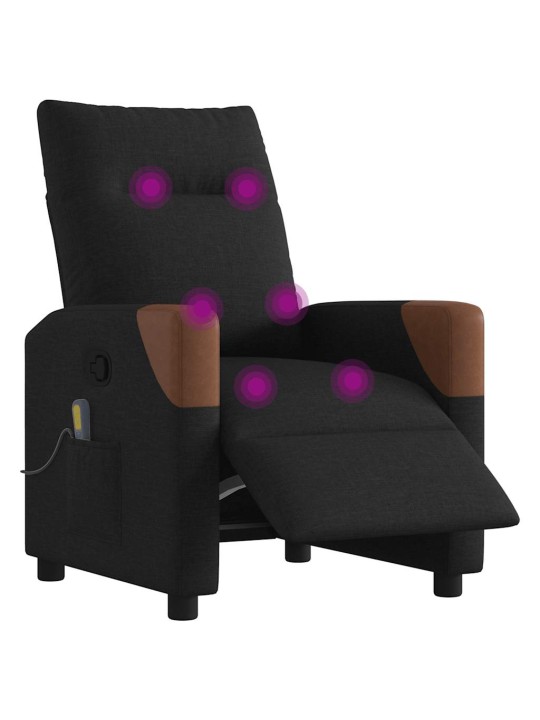 Elektrické masážní polohovací křeslo černé textil