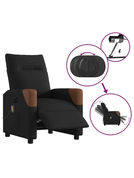 Elektrické masážní polohovací křeslo černé textil