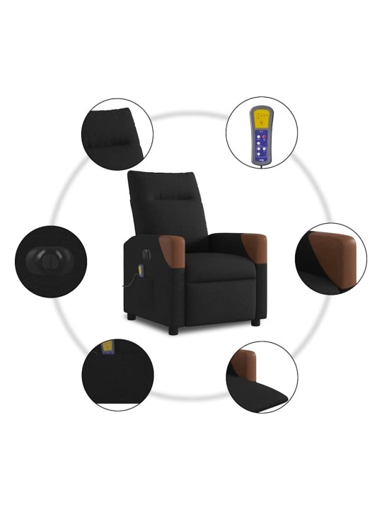 Elektrické masážní polohovací křeslo černé textil