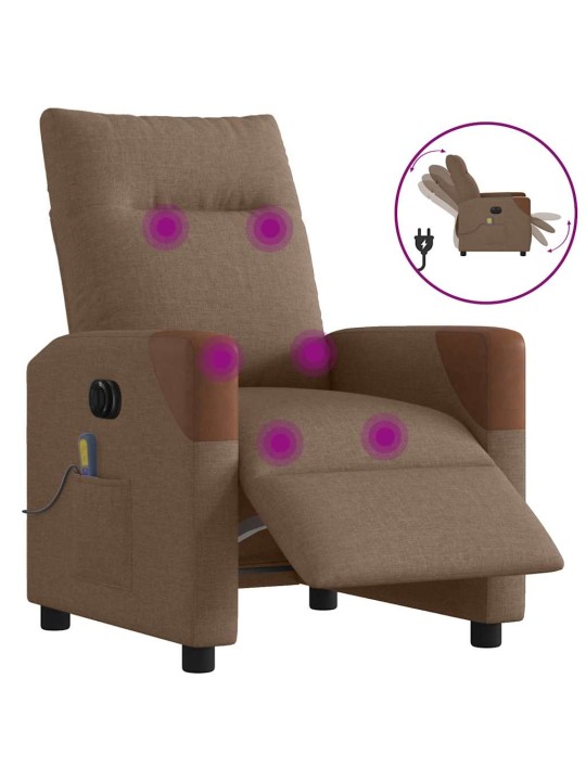 Elektrické masážní polohovací křeslo hnědé textil