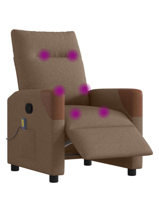 Elektrické masážní polohovací křeslo hnědé textil