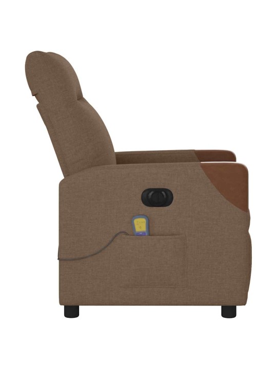 Elektrické masážní polohovací křeslo hnědé textil