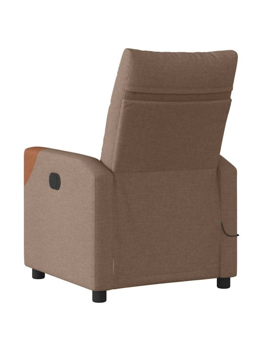 Elektrické masážní polohovací křeslo hnědé textil