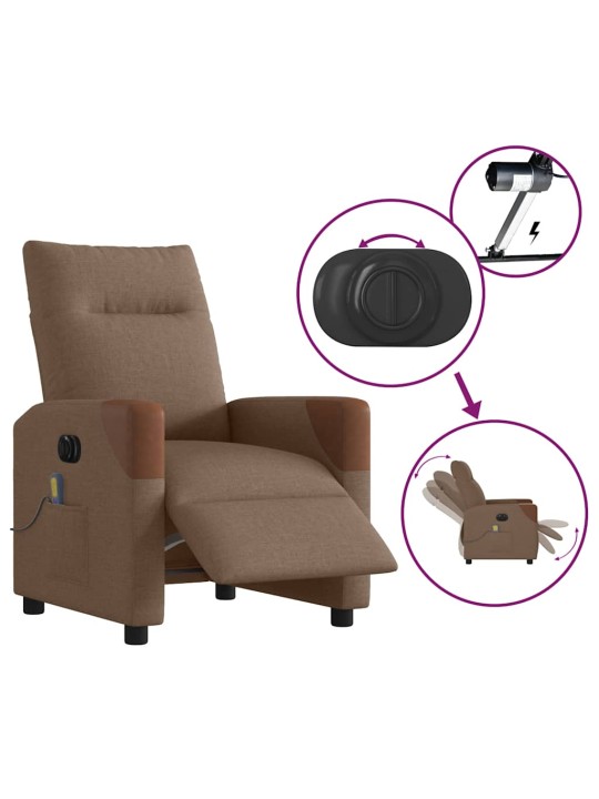 Elektrické masážní polohovací křeslo hnědé textil
