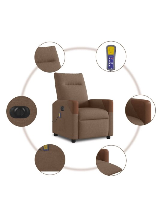 Elektrické masážní polohovací křeslo hnědé textil