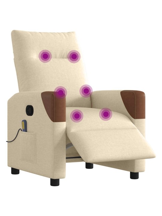 Elektrické masážní polohovací křeslo krémové textil