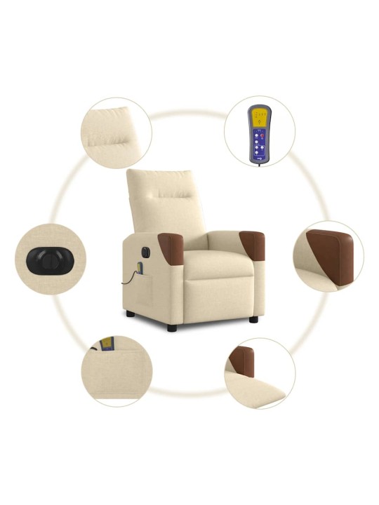 Elektrické masážní polohovací křeslo krémové textil