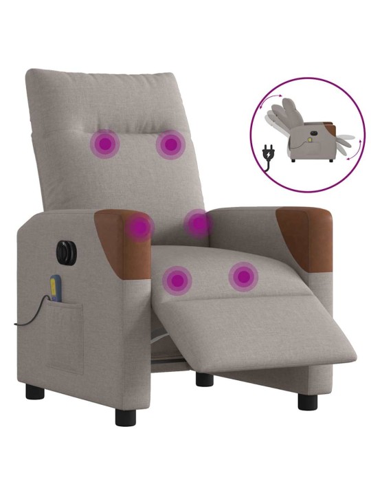 Elektrické masážní polohovací křeslo taupe textil