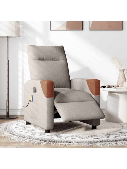 Elektrické masážní polohovací křeslo taupe textil