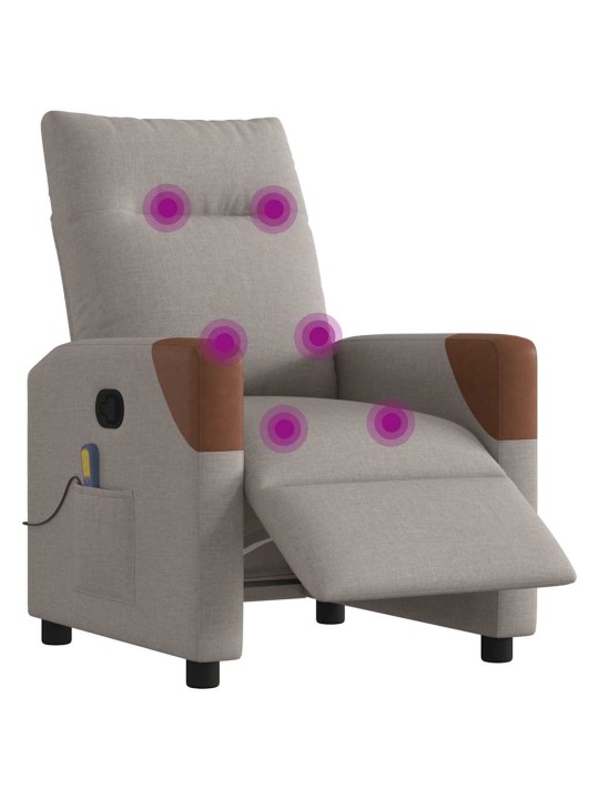 Elektrické masážní polohovací křeslo taupe textil