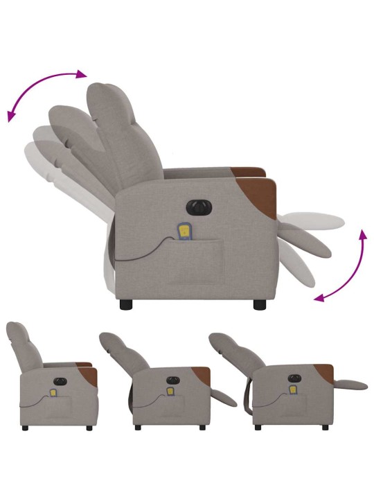 Elektrické masážní polohovací křeslo taupe textil