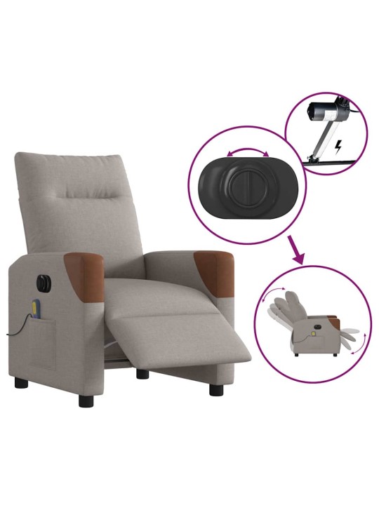 Elektrické masážní polohovací křeslo taupe textil