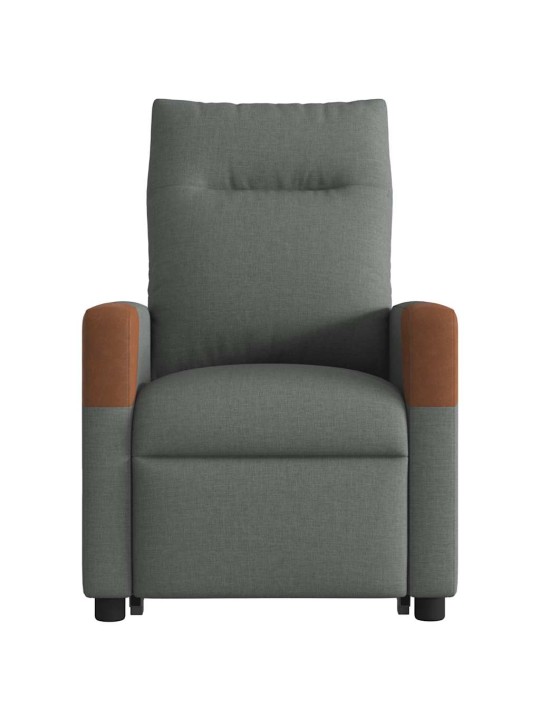 Zvedací masážní polohovací křeslo tmavě šedé textil