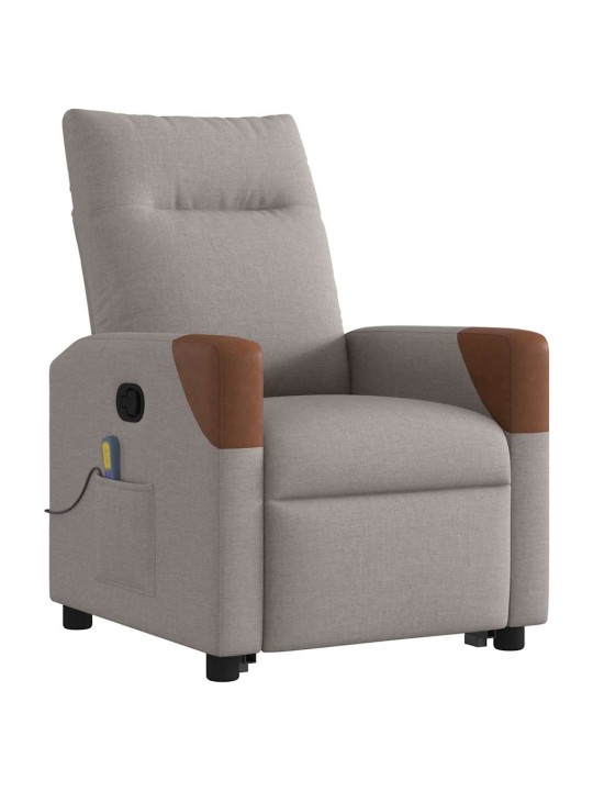 Zvedací masážní polohovací křeslo taupe textil