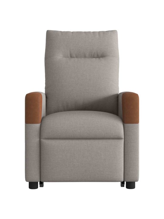 Zvedací masážní polohovací křeslo taupe textil