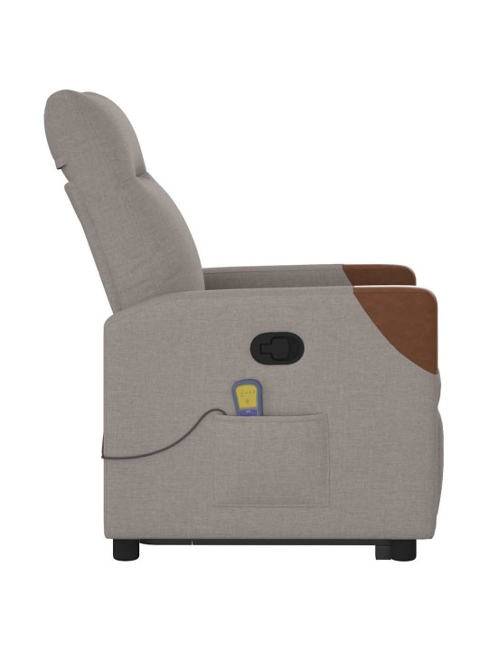 Zvedací masážní polohovací křeslo taupe textil