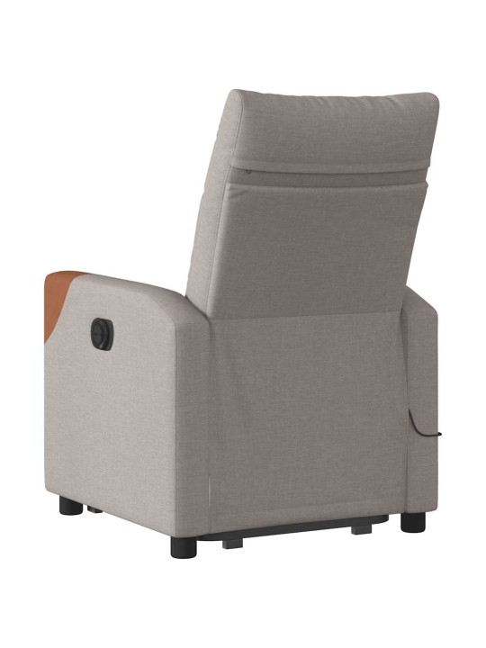 Zvedací masážní polohovací křeslo taupe textil