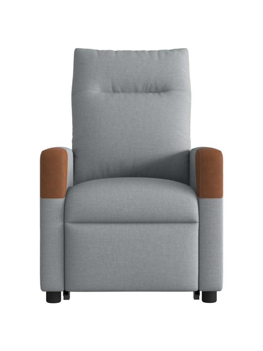 Elektrické zvedací polohovací křeslo světle šedé textil