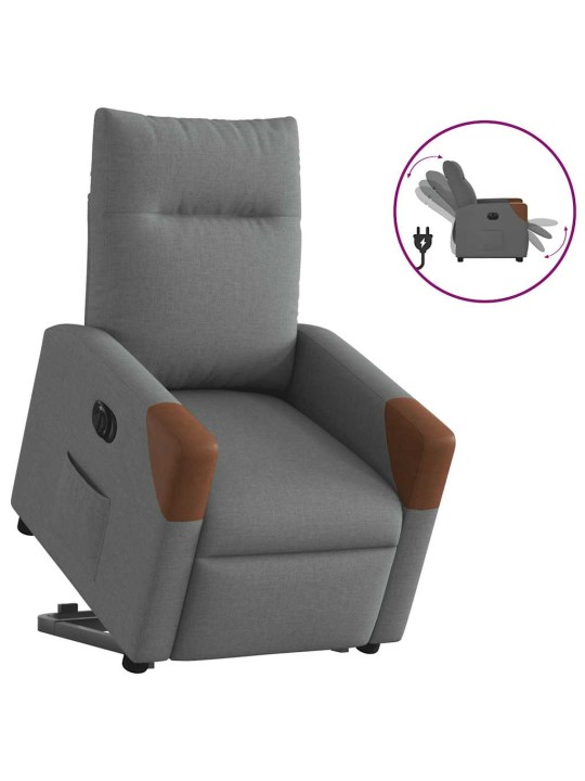 Elektrické zvedací polohovací křeslo tmavě šedé textil