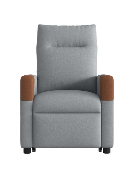 Elektrické zvedací masážní polohovací křeslo světle šedé textil