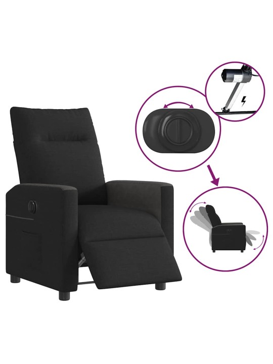 Elektrické polohovací křeslo černé textil