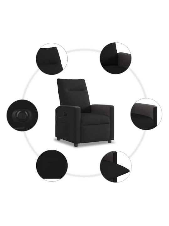 Elektrické polohovací křeslo černé textil