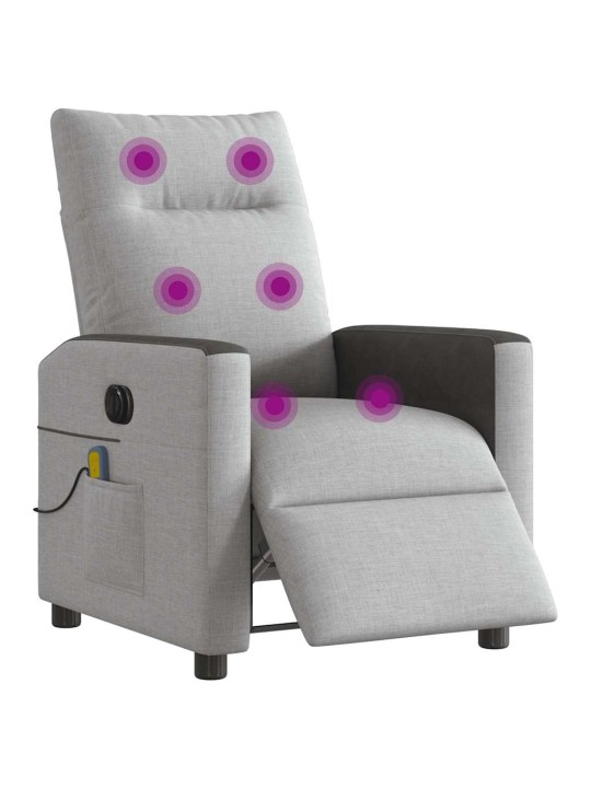 Elektrické masážní polohovací křeslo obláčkově šedé textil