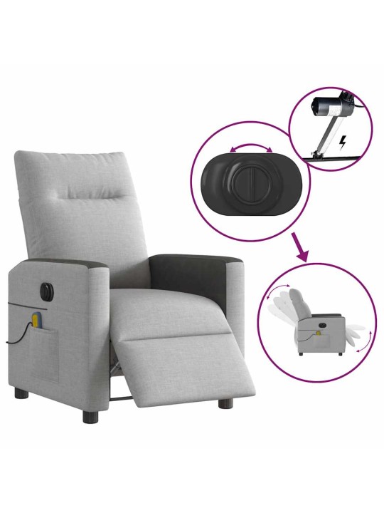 Elektrické masážní polohovací křeslo obláčkově šedé textil
