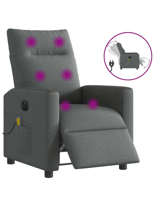 Elektrické masážní polohovací křeslo tmavě šedé textil