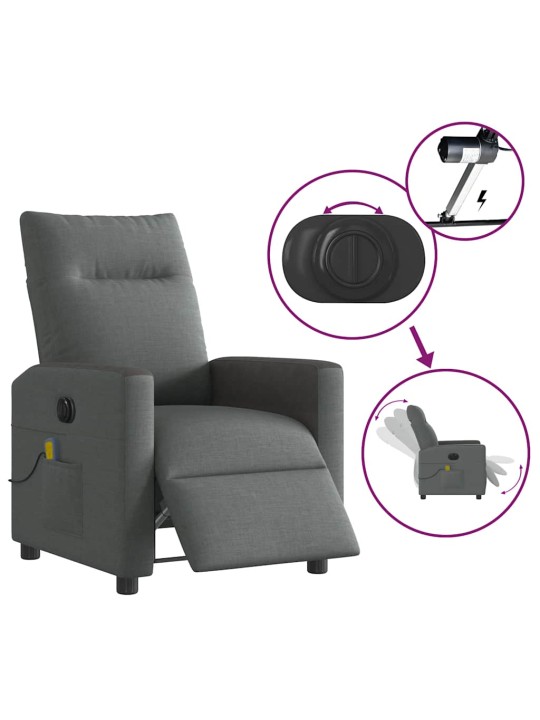 Elektrické masážní polohovací křeslo tmavě šedé textil