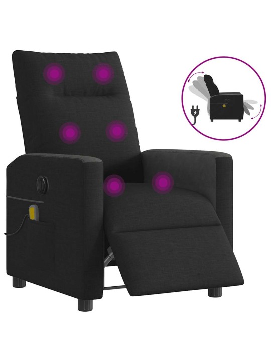 Elektrické masážní polohovací křeslo černé textil