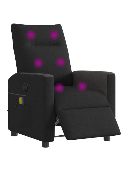 Elektrické masážní polohovací křeslo černé textil