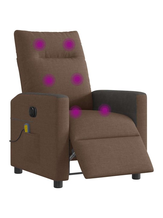 Elektrické masážní polohovací křeslo hnědé textil