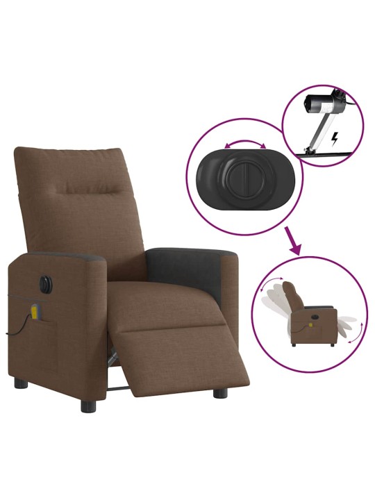Elektrické masážní polohovací křeslo hnědé textil