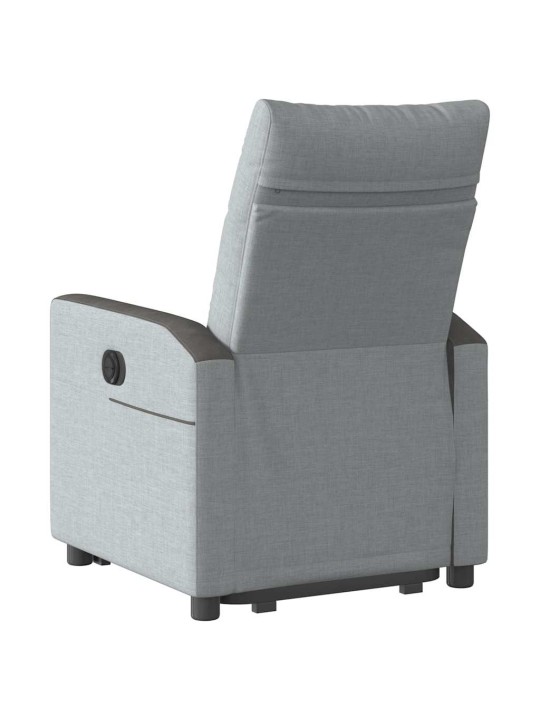 Zvedací polohovací křeslo světle šedé textil