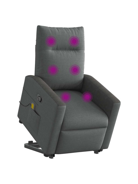 Zvedací masážní polohovací křeslo tmavě šedé textil