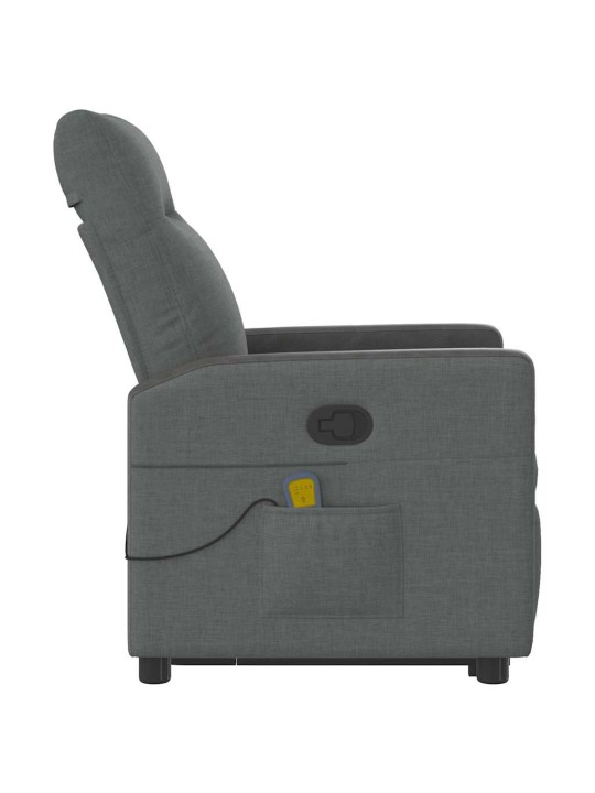 Zvedací masážní polohovací křeslo tmavě šedé textil