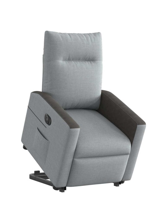 Elektrické zvedací polohovací křeslo světle šedé textil