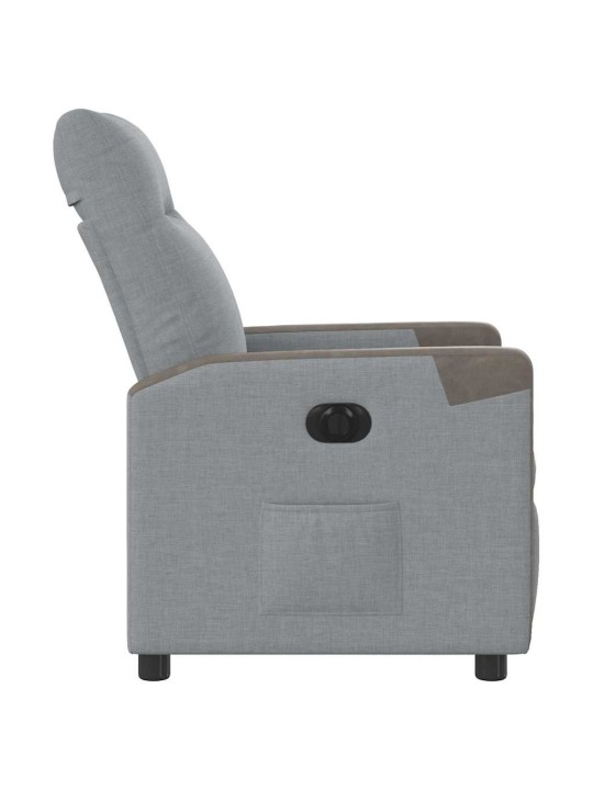 Elektrické polohovací křeslo světle šedé textil
