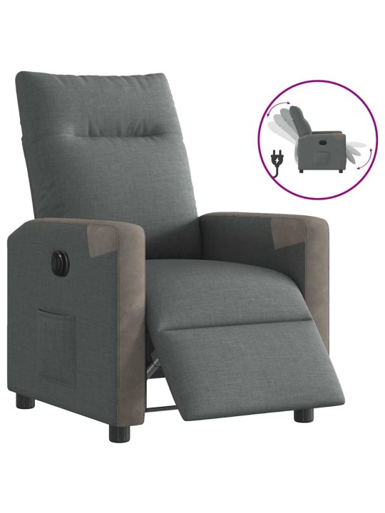 Elektrické polohovací křeslo tmavě šedé textil