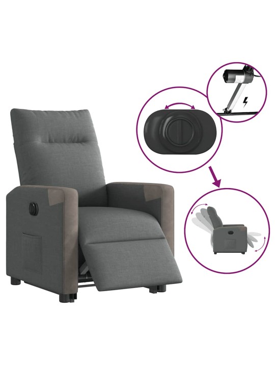 Elektrické polohovací křeslo tmavě šedé textil