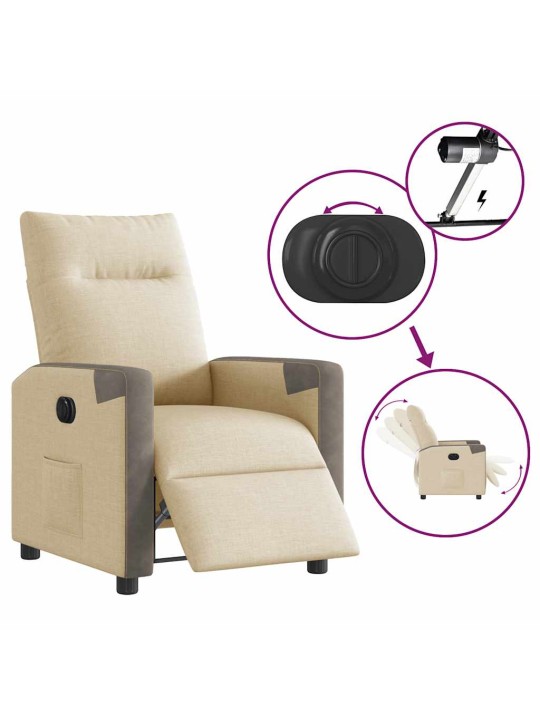 Elektrické polohovací křeslo krémové textil