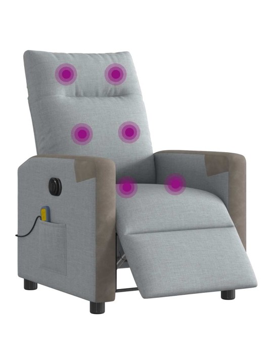 Elektrické masážní polohovací křeslo světle šedé textil