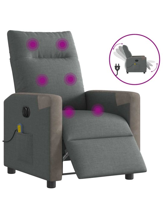 Elektrické masážní polohovací křeslo tmavě šedé textil