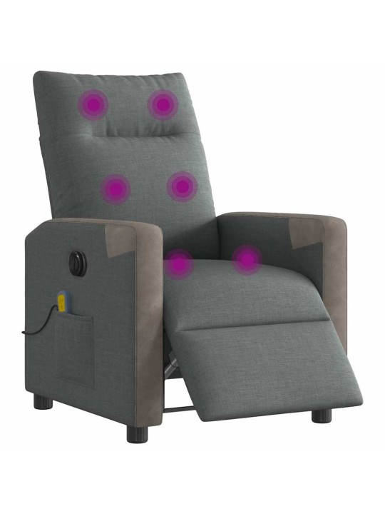 Elektrické masážní polohovací křeslo tmavě šedé textil