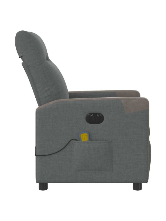 Elektrické masážní polohovací křeslo tmavě šedé textil