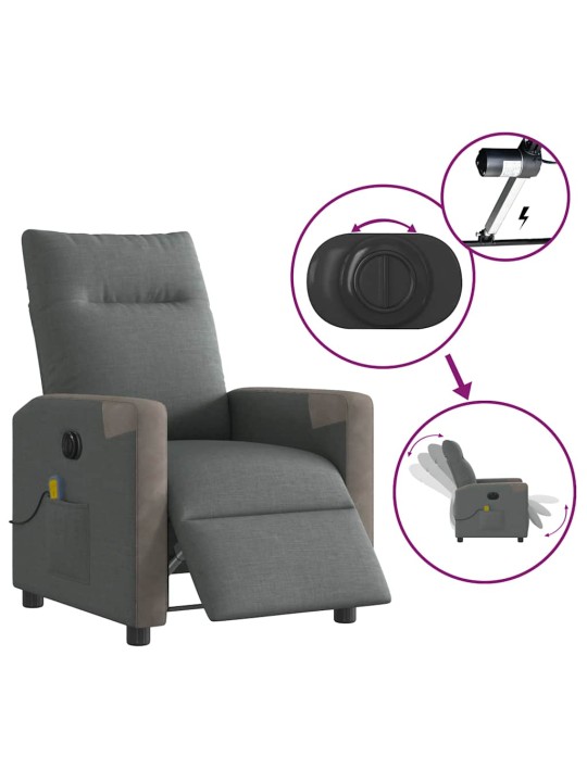 Elektrické masážní polohovací křeslo tmavě šedé textil