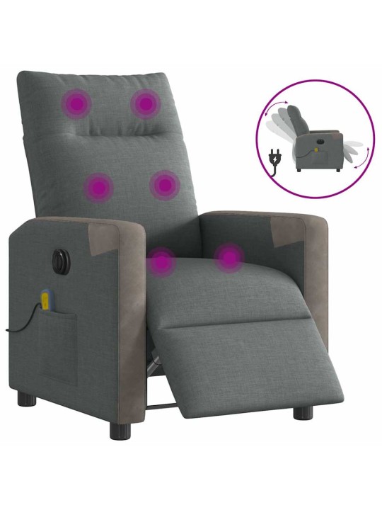 Elektrické masážní polohovací křeslo tmavě šedé textil